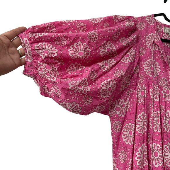Mille Resort and Travel Pink Floral Saffron Midi Dress Tuckernuck Womens Small - Picture 5 of 8